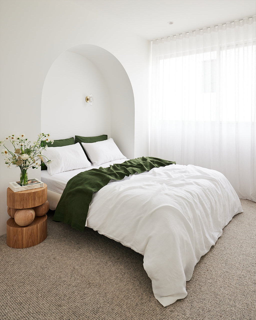 Olive 100% French Flax Linen Sheet Set